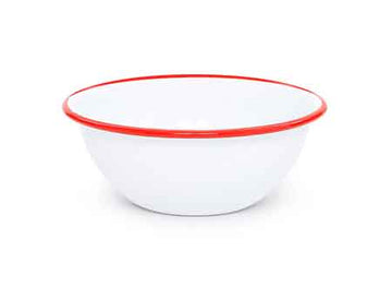 Cereal or Salad Bowls, Vintage Style Enamelware, Red Rim, Set of 4